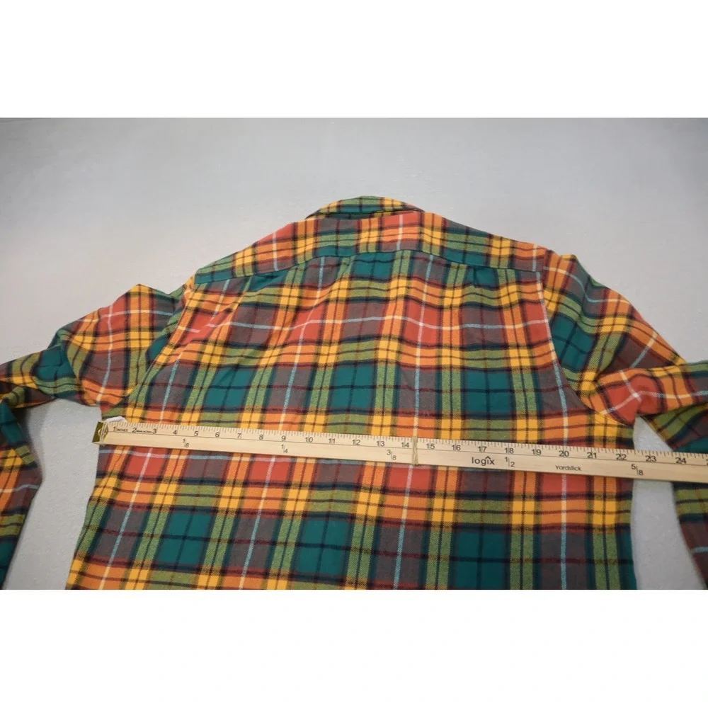 J. Crew Flannel Shirt Mens Medium Multi-Color Plaid Double Brushed Cotton EUC